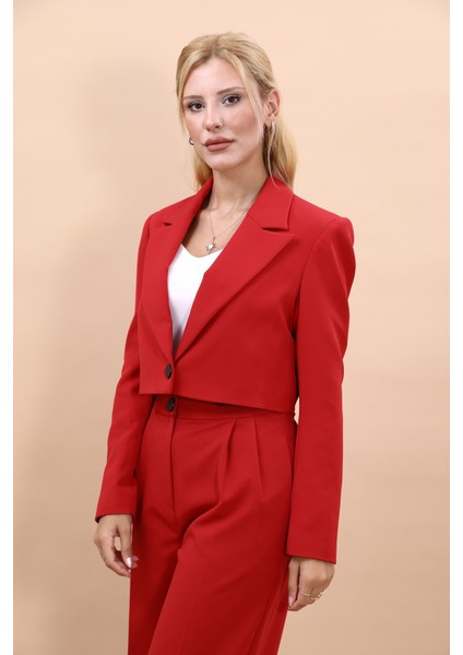 Erkek Yaka Tek Düğmeli Kısa Ceket-Kırmızı modelleri