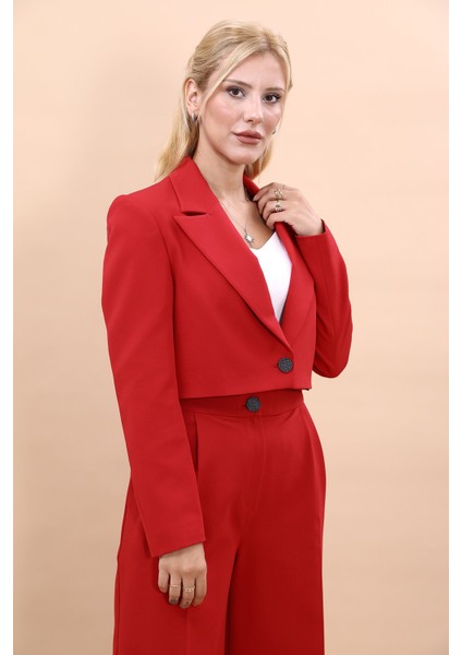 Erkek Yaka Tek Düğmeli Kısa Ceket-Kırmızı fırsatları