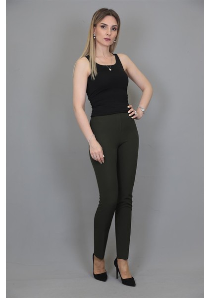 Lastikli Dar Paça Pantolon-Haki fiyatları
