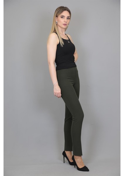 Lastikli Dar Paça Pantolon-Haki fırsatları