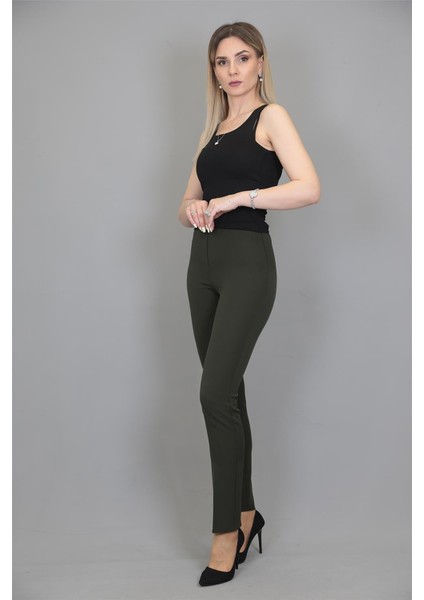 Lastikli Dar Paça Pantolon-Haki indirimleri