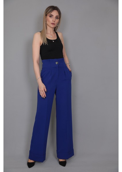 Duble Paça Yüksek Bel Pantolon-Saks modelleri