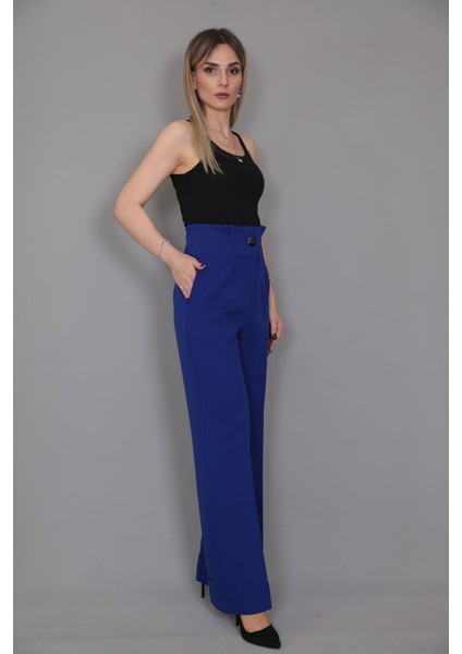 Duble Paça Yüksek Bel Pantolon-Saks fırsatları