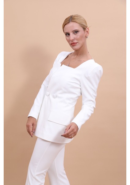 Kare Yaka Ceket-Beyaz fiyatları