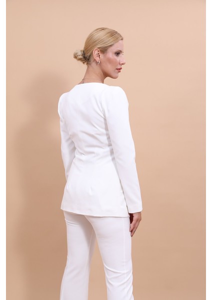 Kare Yaka Ceket-Beyaz indirimleri