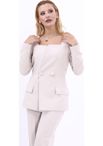 Kare Yaka Ceket-Bej fiyatları