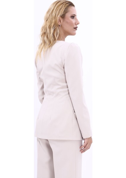 Kare Yaka Ceket-Bej fırsatları