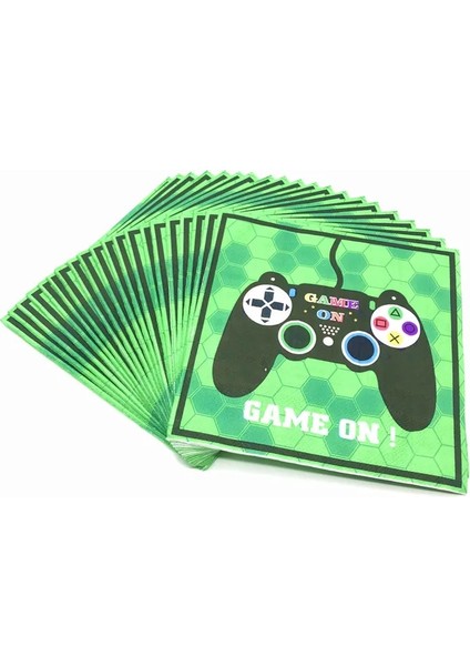 TOPPER-24PCS Oyun Parti Doğum Günü Fincan Kağıt Tabak Payet Sofra Masa Örtüsü Çocuk Parti Dekor Banner Video Oyunu Parti Malzemeleri Balon (Yurt Dışından)