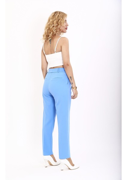 Kemerli Köprülü Dar Paça Pantolon-Gökyüzü modelleri