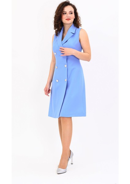 Erkek Yaka Belden Kesik Kuruvaze Elbise-Gökyüzü fırsatları