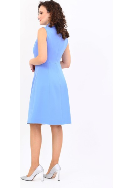 Erkek Yaka Belden Kesik Kuruvaze Elbise-Gökyüzü indirimleri