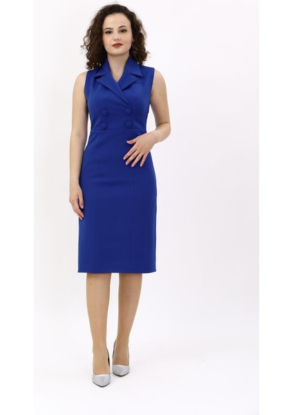 Erkek Yaka Yandan Fermuarlı Elbise-Saks modelleri