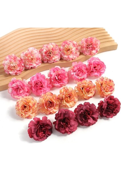 Pembe 10 Adet Gül Yapay Çiçekler Kafaları 4.5 cm Sahte Çiçekler Düğün Parti Dekorasyon Için Ev Dekor Dıy Zanaat Çelenk Kek Hediyeler Aksesuarları (Yurt Dışından)