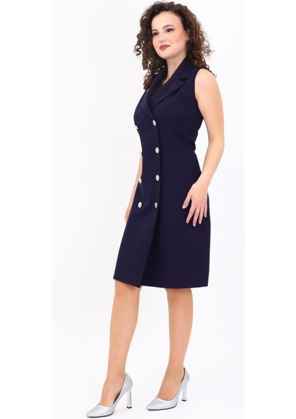 Erkek Yaka Kuruvaze Elbise-Lacivert fırsatları