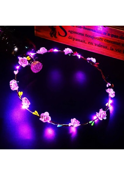 Gül Kırmızı 1 Adet Çiçek Çelenk Aydınlık 10-Led Başlığı Çelenk Taç Çiçek Kafa Bandı Parlayan Çelenk Düğün Parti Için Noel Çelenkler (Yurt Dışından) indirimleri