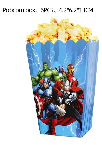 6 Adet Patlamış Mısır Kutusu Süper Kahraman Örümcek Adam Doğum Günü Partisi Süslemeleri Tek Kullanımlık Sofra Seti Bardak Tabaklar Bayraklar Bebek Duş Çocuklar Parti Malzemeleri (Yurt Dışından)