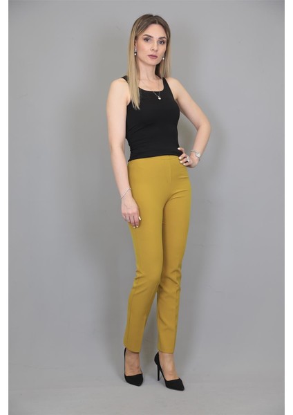 Lastikli Dar Paça Pantolon-Fıstık modelleri