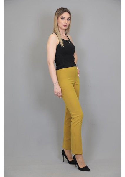 Lastikli Dar Paça Pantolon-Fıstık fırsatları