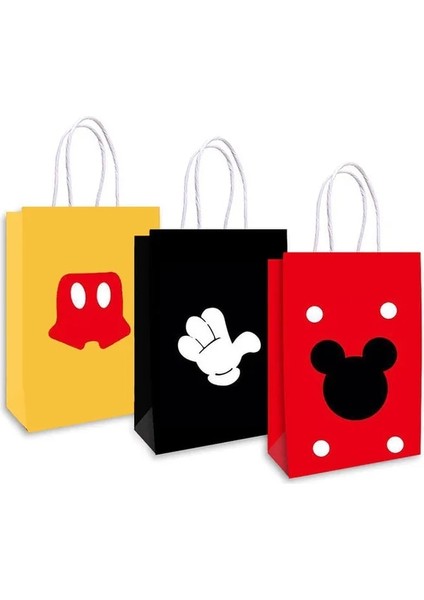 6 Adet-Hediye Çantası Mickey Mouse Çocuk Doğum Günü Partisi Süslemeleri Tek Kullanımlık Sofra Plaka Peçete Bardak Masa Örtüsü Noel Sofra Çocuk Yemeği Seti (Yurt Dışından)