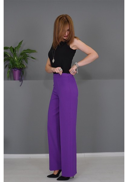 Bol Paça Pantolon-Mor modelleri