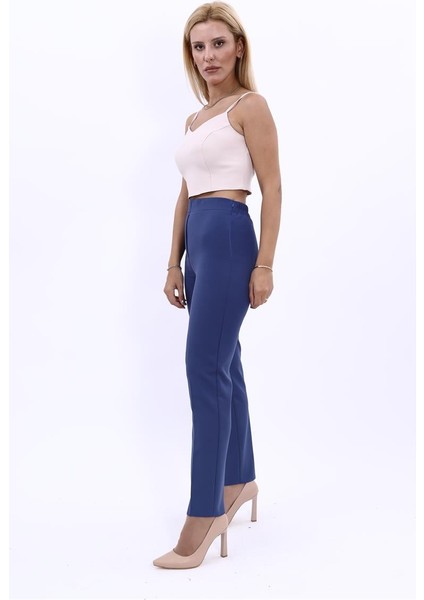 Lastikli Dar Paça Pantolon-Indigo fiyatları