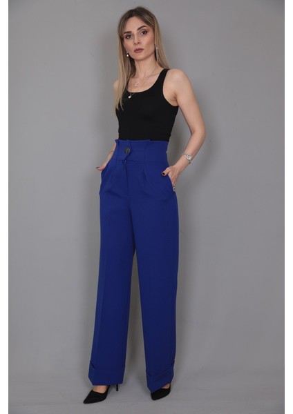 Duble Paça Yüksek Bel Pantolon-Saks indirimleri