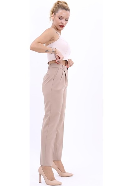 Kemerli Köprülü Dar Paça Pantolon-Taş fiyatları