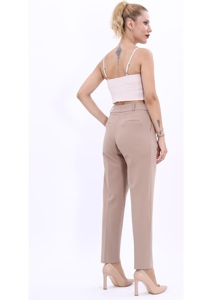 Kemerli Köprülü Dar Paça Pantolon-Taş modelleri