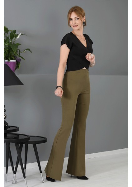 Ispanyol Paça Pantolon-Haki