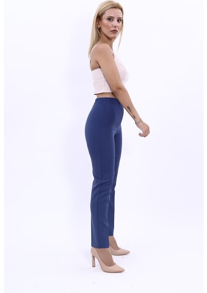 Lastikli Dar Paça Pantolon-Indigo modelleri