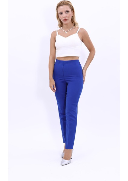 Lastikli Dar Paça Pantolon-Saks