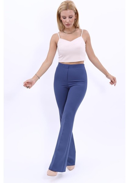 Ispanyol Paça Pantolon-Indigo