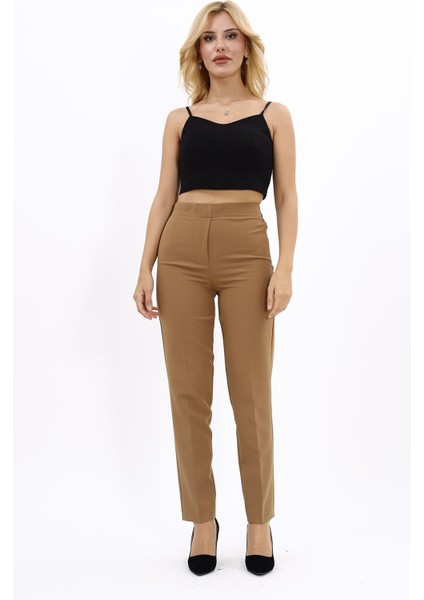 Lastikli Dar Paça Pantolon-Camel fırsatları
