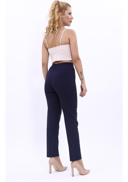 Lastikli Dar Paça Pantolon-Lacivert indirimleri