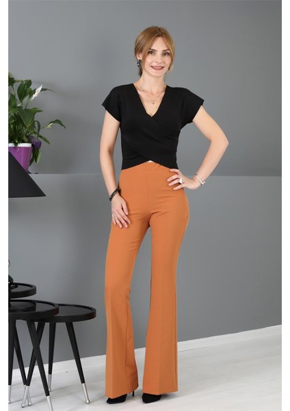 Ispanyol Paça Pantolon-Taba