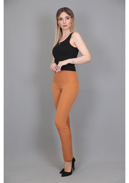 Lastikli Dar Paça Pantolon-Taba fiyatları