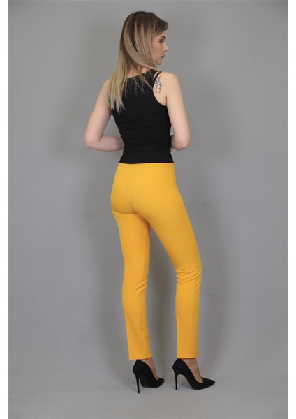 Lastikli Dar Paça Pantolon-Hardal modelleri