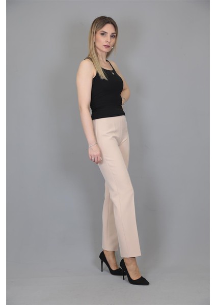 Lastikli Dar Paça Pantolon-Vizon fiyatları