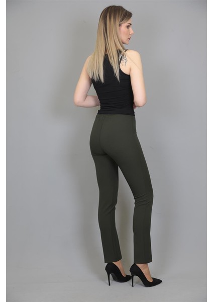 Lastikli Dar Paça Pantolon-Haki modelleri