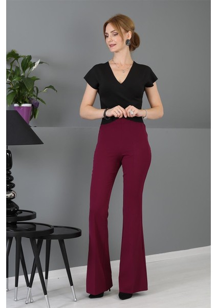 Ispanyol Paça Pantolon-Mürdüm fırsatları