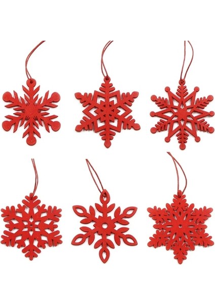 Kırmızı Kar Taneleri 6 Adet Dıy Beyaz ve Kırmızı Kar Taneleri Noel Ahşap Kolye Süsler Noel Ağacı Süsler Noel Partisi Süslemeleri Çocuklar Hediye (Yurt Dışından)