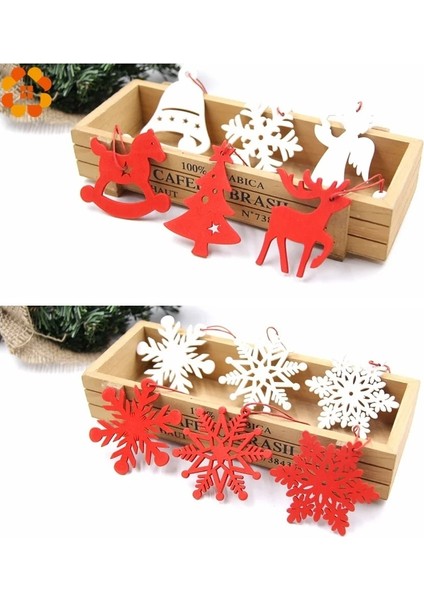 Kırmızı Kar Taneleri 6 Adet Dıy Beyaz ve Kırmızı Kar Taneleri Noel Ahşap Kolye Süsler Noel Ağacı Süsler Noel Partisi Süslemeleri Çocuklar Hediye (Yurt Dışından)