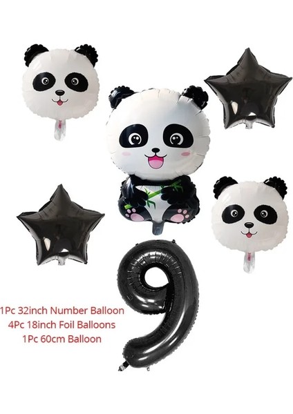 Numarası 9 Takım Karikatür Panda Folyo Balon Parti Dekoru Hayvanlar Tema Doğum Günü Partisi Bebek Duş Malzemeleri Hayvanat Bahçesi Hayvan Balonlar Panda Parti Malzemeleri (Yurt Dışından)