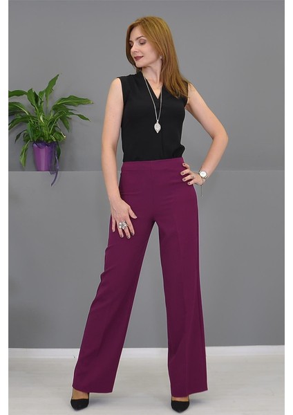 Bol Paça Pantolon-Mürdüm