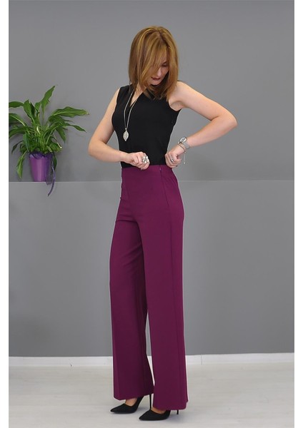 Bol Paça Pantolon-Mürdüm fırsatları