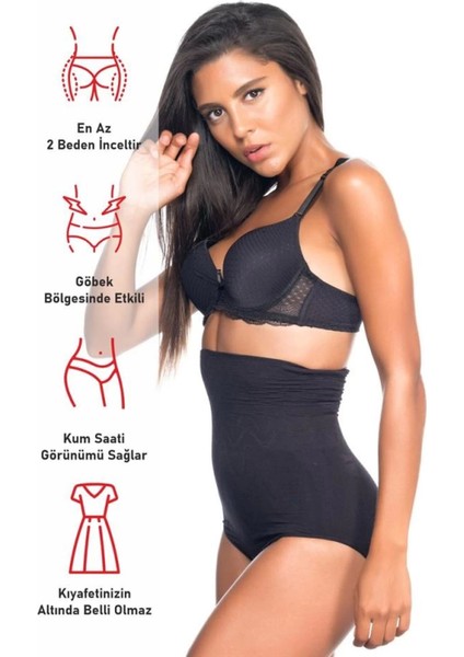 Miraxx Siyah Emay 2079 Yüksek Bel Desenli Double Slip Korse fırsatları