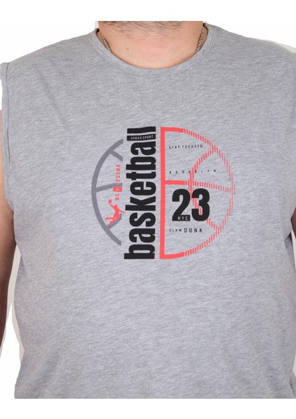 Büyük Beden Baskılı Kolsuz Tişört Basketball 25150 Antrasit Melanj fiyatları