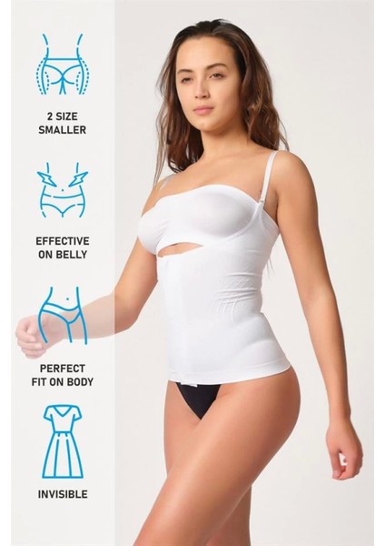 Miraxx Beyaz Emay 2030 Agraflı Göğsü Açık Atlet Korse indirimleri