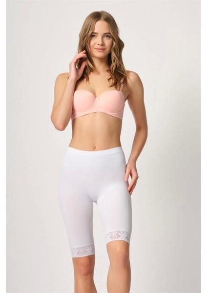 Miraxx Beyaz Emay 3004 Soft Uzun Paça Dantel Boxer