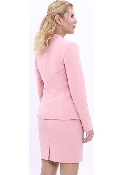 Tek Düğmeli Klasik Ceket-Pudra fırsatları
